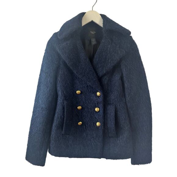 Smythe Mohair Peacoat Lake Women 2 Navy Blue Double Breasted Old Money Kate Prep - Picture 1 of 9